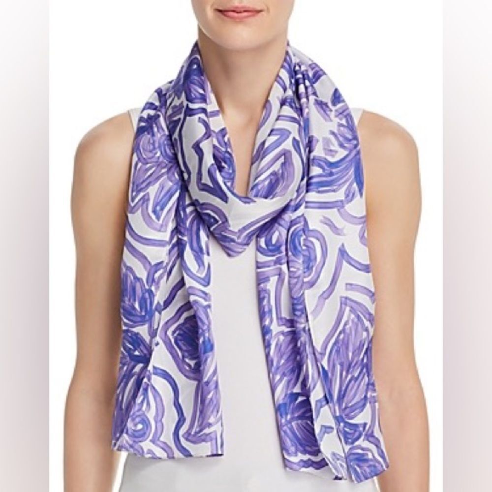 Echo Design Sketchy Floral Silk Oblong (Cobalt) Scarves